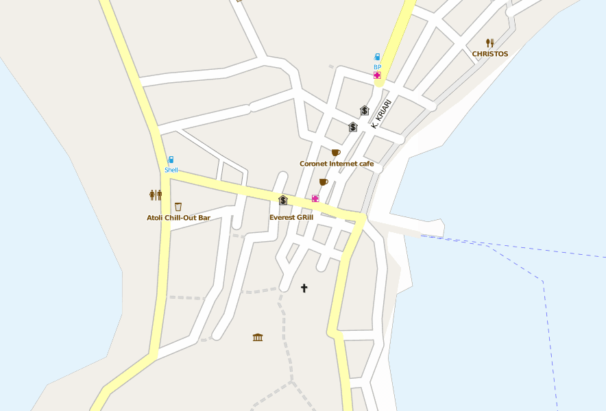 Paleochora-Stadtplan mit Luftaufnahme und Hotels von Kreta