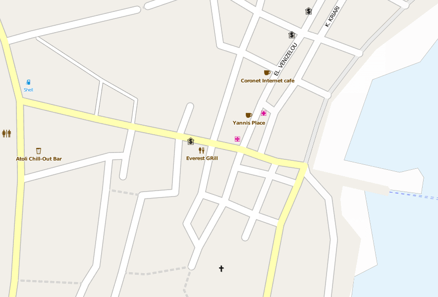 Paleochora-Stadtplan mit Luftaufnahme und Hotels von Kreta